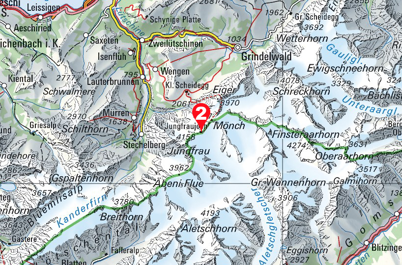 Karte Jungfraujoch